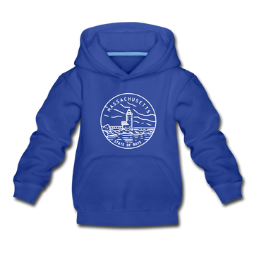 Massachusetts Youth Hoodie - State Design Youth Massachusetts Hooded Sweatshirt - royal blue