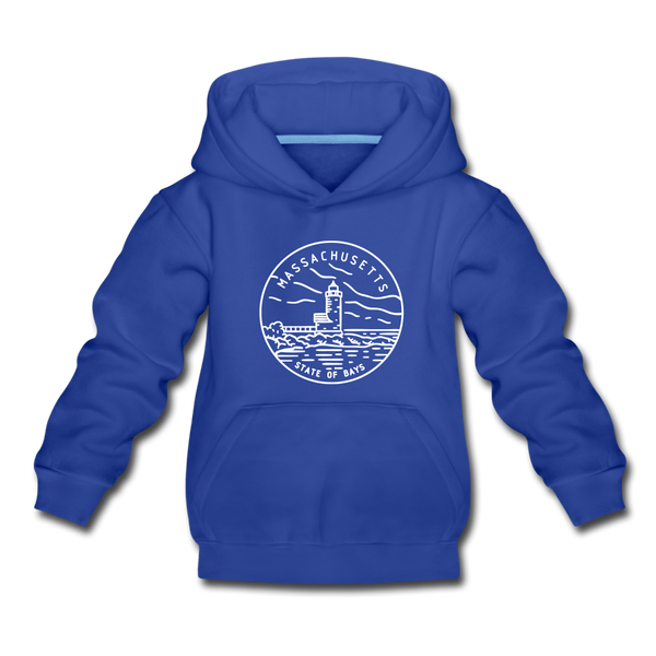 Massachusetts Youth Hoodie - State Design Youth Massachusetts Hooded Sweatshirt - royal blue
