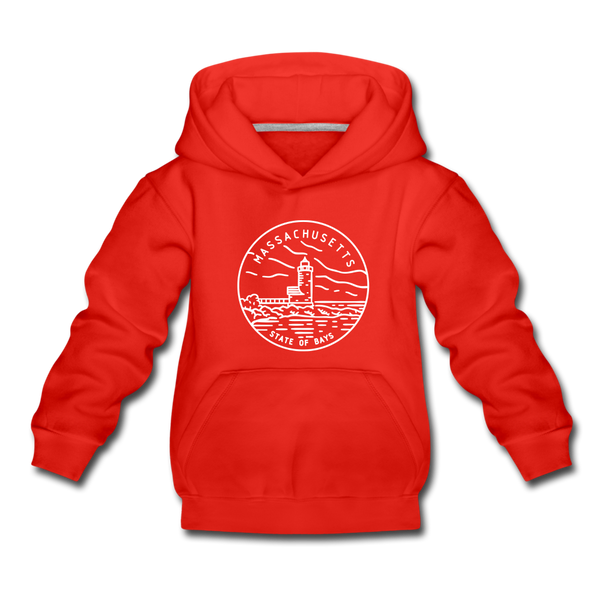 Massachusetts Youth Hoodie - State Design Youth Massachusetts Hooded Sweatshirt - red