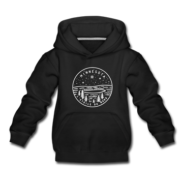 Minnesota Youth Hoodie - State Design Youth Minnesota Hooded Sweatshirt - black