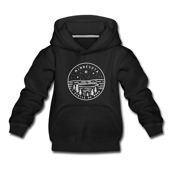 Minnesota Youth Hoodie - State Design Youth Minnesota Hooded Sweatshirt - black