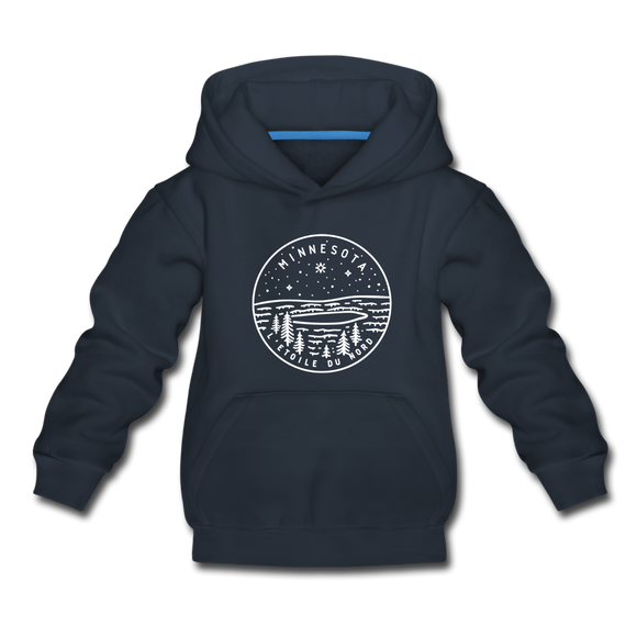 Minnesota Youth Hoodie - State Design Youth Minnesota Hooded Sweatshirt - navy
