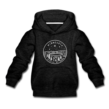 Minnesota Youth Hoodie - State Design Youth Minnesota Hooded Sweatshirt - charcoal gray