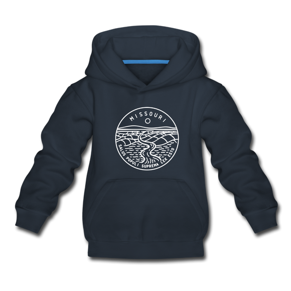 Missouri Youth Hoodie - State Design Youth Missouri Hooded Sweatshirt - navy