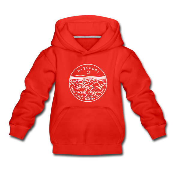 Missouri Youth Hoodie - State Design Youth Missouri Hooded Sweatshirt - red