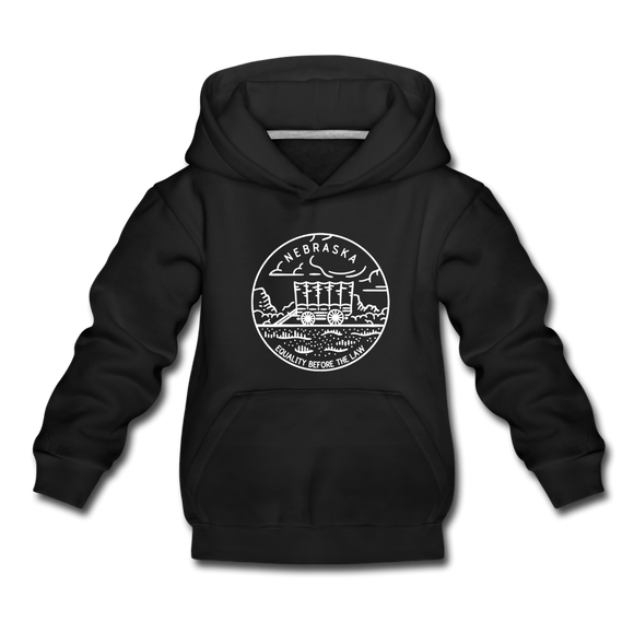 Nebraska Youth Hoodie - State Design Youth Nebraska Hooded Sweatshirt - black