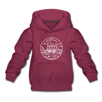 Nebraska Youth Hoodie - State Design Youth Nebraska Hooded Sweatshirt - burgundy