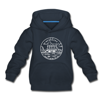 Nebraska Youth Hoodie - State Design Youth Nebraska Hooded Sweatshirt - navy