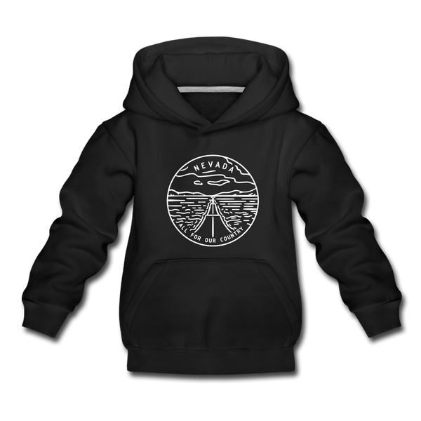 Nevada Youth Hoodie - State Design Youth Nevada Hooded Sweatshirt - black