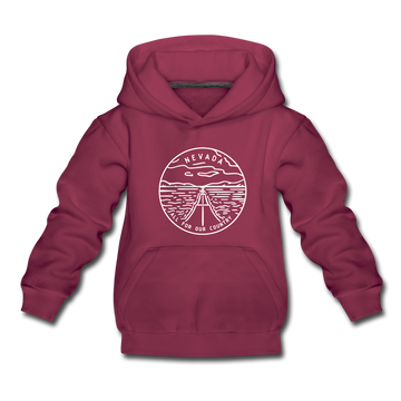 Nevada Youth Hoodie - State Design Youth Nevada Hooded Sweatshirt - burgundy