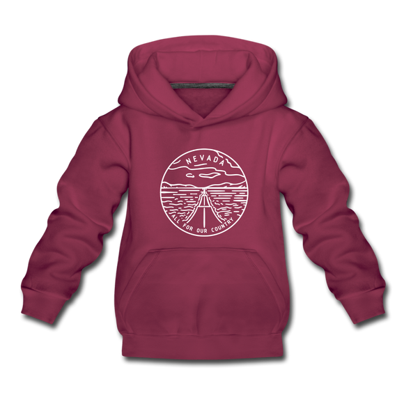 Nevada Youth Hoodie - State Design Youth Nevada Hooded Sweatshirt - burgundy