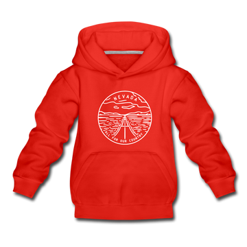 Nevada Youth Hoodie - State Design Youth Nevada Hooded Sweatshirt - red