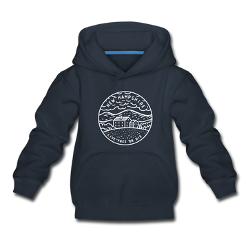 New Hampshire Youth Hoodie - State Design Youth New Hampshire Hooded Sweatshirt - navy