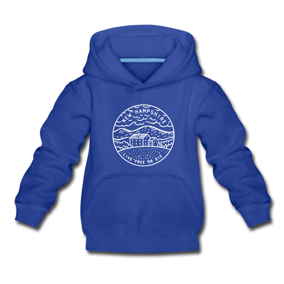 New Hampshire Youth Hoodie - State Design Youth New Hampshire Hooded Sweatshirt - royal blue