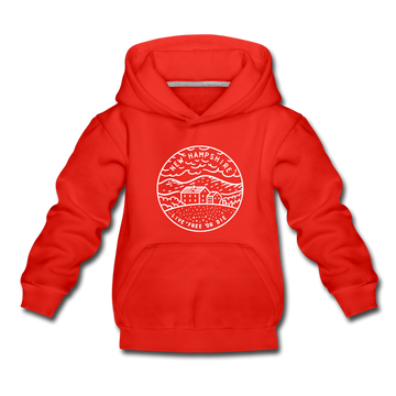 New Hampshire Youth Hoodie - State Design Youth New Hampshire Hooded Sweatshirt - red