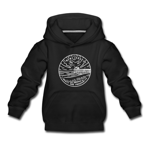 New Jersey Youth Hoodie - State Design Youth New Jersey Hooded Sweatshirt - black