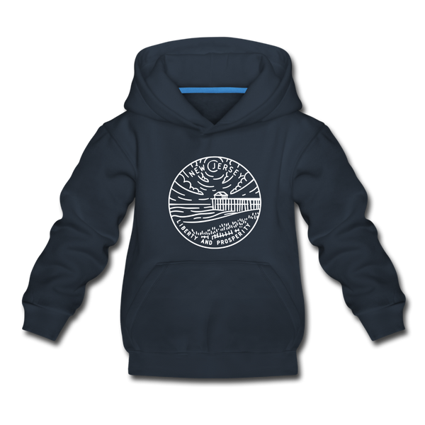 New Jersey Youth Hoodie - State Design Youth New Jersey Hooded Sweatshirt - navy