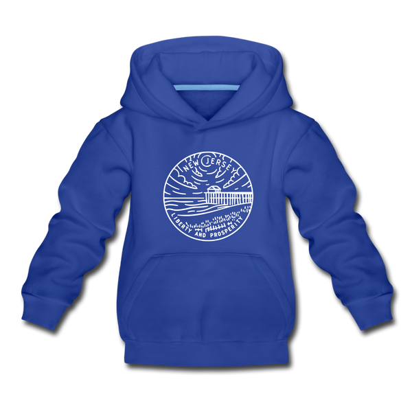 New Jersey Youth Hoodie - State Design Youth New Jersey Hooded Sweatshirt - royal blue
