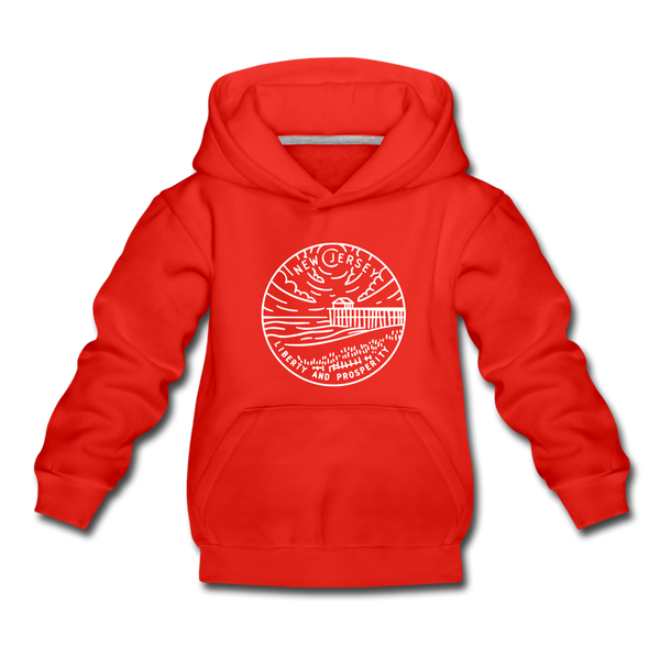 New Jersey Youth Hoodie - State Design Youth New Jersey Hooded Sweatshirt - red