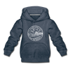 New Jersey Youth Hoodie - State Design Youth New Jersey Hooded Sweatshirt - heather denim