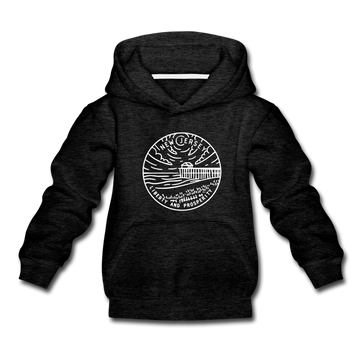 New Jersey Youth Hoodie - State Design Youth New Jersey Hooded Sweatshirt - charcoal gray
