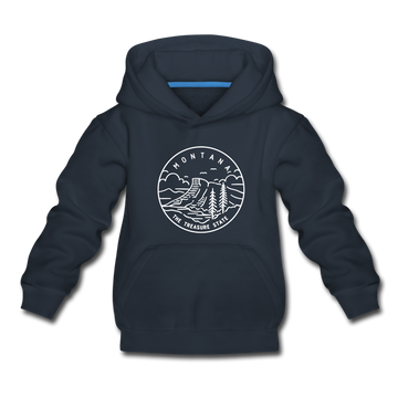 Montana Youth Hoodie - State Design Youth Montana Hooded Sweatshirt - navy