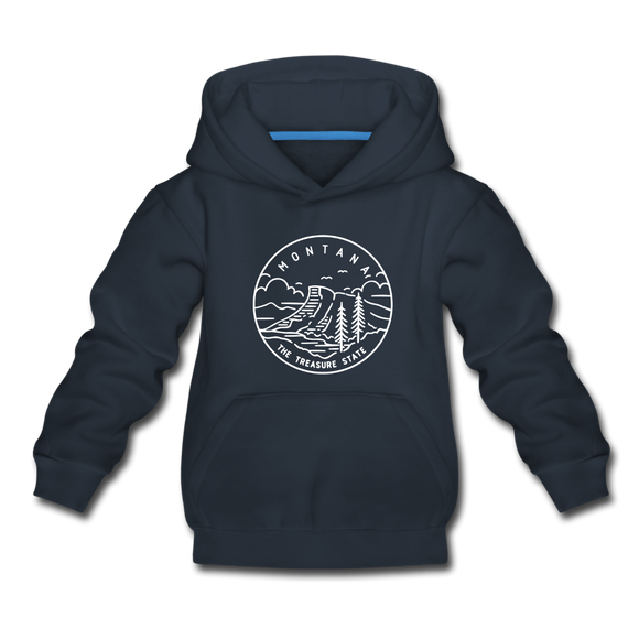 Montana Youth Hoodie - State Design Youth Montana Hooded Sweatshirt - navy