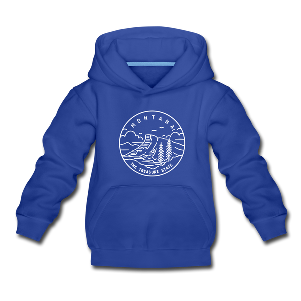 Montana Youth Hoodie - State Design Youth Montana Hooded Sweatshirt - royal blue