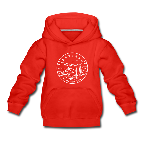 Montana Youth Hoodie - State Design Youth Montana Hooded Sweatshirt - red