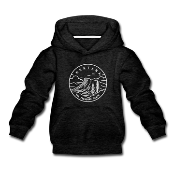 Montana Youth Hoodie - State Design Youth Montana Hooded Sweatshirt - charcoal gray