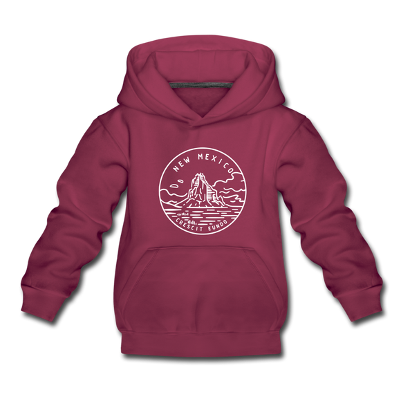 New Mexico Youth Hoodie - State Design Youth New Mexico Hooded Sweatshirt - burgundy