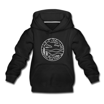 North Carolina Youth Hoodie - State Design Youth North Carolina Hooded Sweatshirt - black
