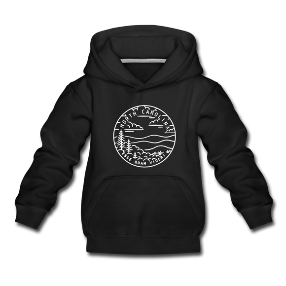 North Carolina Youth Hoodie - State Design Youth North Carolina Hooded Sweatshirt - black