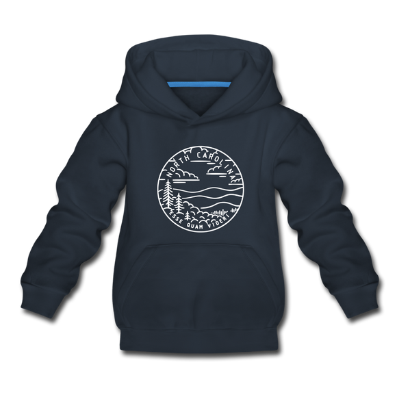 North Carolina Youth Hoodie - State Design Youth North Carolina Hooded Sweatshirt - navy