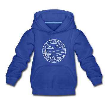 North Carolina Youth Hoodie - State Design Youth North Carolina Hooded Sweatshirt - royal blue
