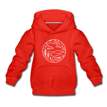 North Carolina Youth Hoodie - State Design Youth North Carolina Hooded Sweatshirt - red