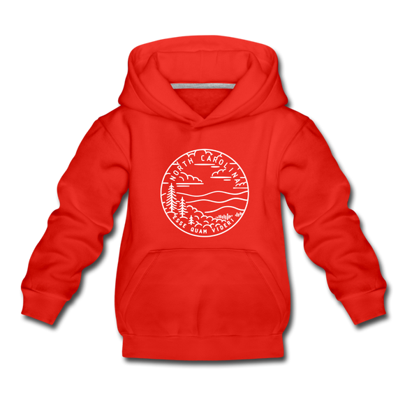North Carolina Youth Hoodie - State Design Youth North Carolina Hooded Sweatshirt - red