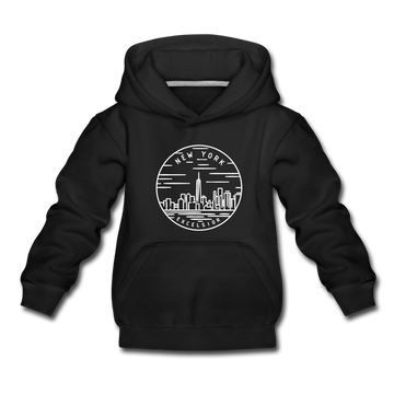 New York Youth Hoodie - State Design Youth New York Hooded Sweatshirt - black