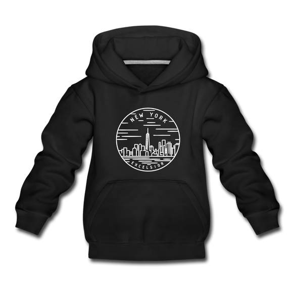 New York Youth Hoodie - State Design Youth New York Hooded Sweatshirt - black