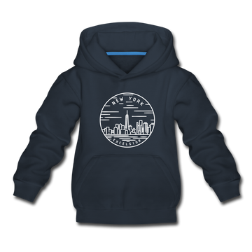 New York Youth Hoodie - State Design Youth New York Hooded Sweatshirt - navy