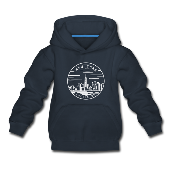 New York Youth Hoodie - State Design Youth New York Hooded Sweatshirt - navy