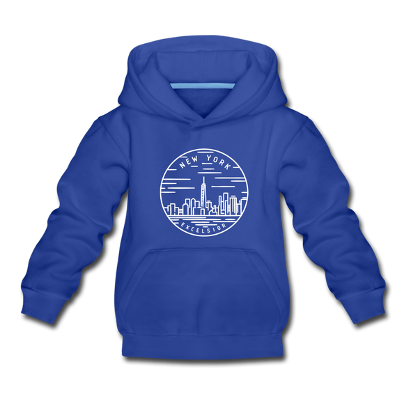 New York Youth Hoodie - State Design Youth New York Hooded Sweatshirt - royal blue