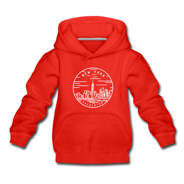 New York Youth Hoodie - State Design Youth New York Hooded Sweatshirt - red