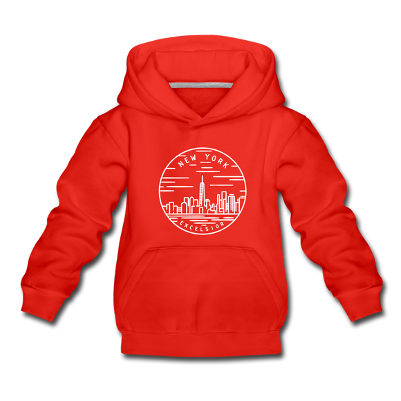 New York Youth Hoodie - State Design Youth New York Hooded Sweatshirt - red