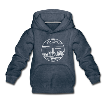 New York Youth Hoodie - State Design Youth New York Hooded Sweatshirt - heather denim