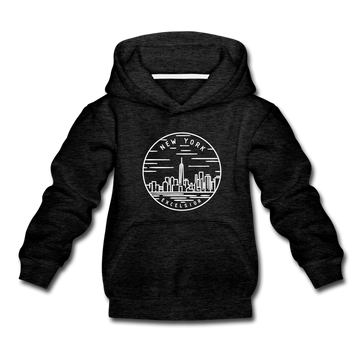 New York Youth Hoodie - State Design Youth New York Hooded Sweatshirt - charcoal gray