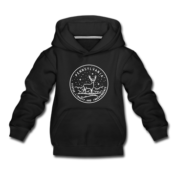 Pennsylvania Youth Hoodie - State Design Youth Pennsylvania Hooded Sweatshirt - black