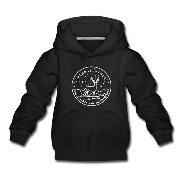 Pennsylvania Youth Hoodie - State Design Youth Pennsylvania Hooded Sweatshirt - black