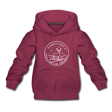 Pennsylvania Youth Hoodie - State Design Youth Pennsylvania Hooded Sweatshirt - burgundy