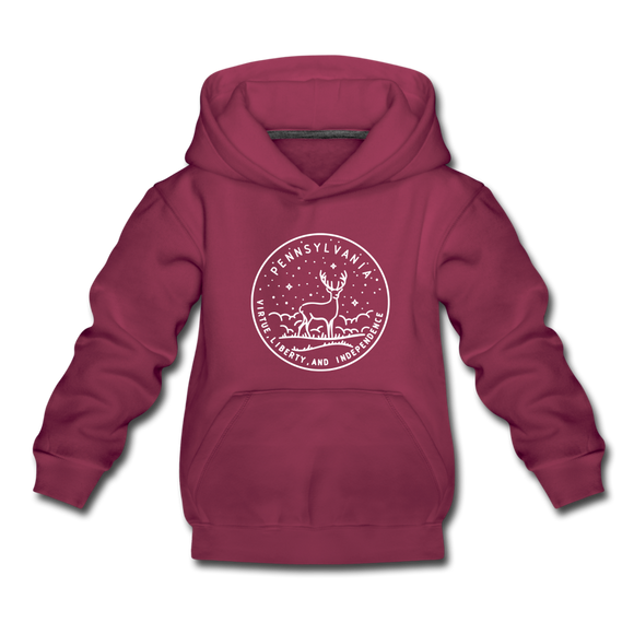 Pennsylvania Youth Hoodie - State Design Youth Pennsylvania Hooded Sweatshirt - burgundy